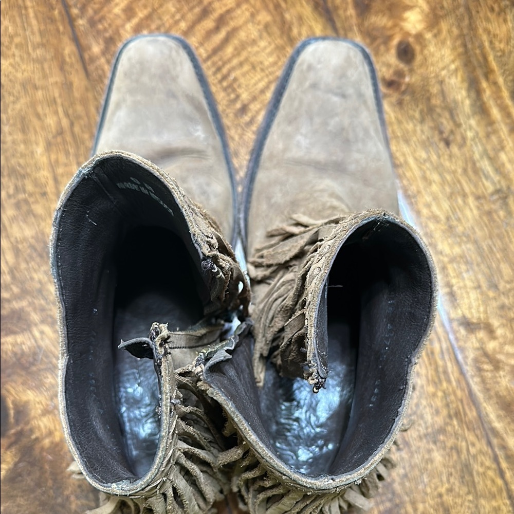 Old Gringo Fringe Tan Ankle Boots Boho - Picture 2 of 9
